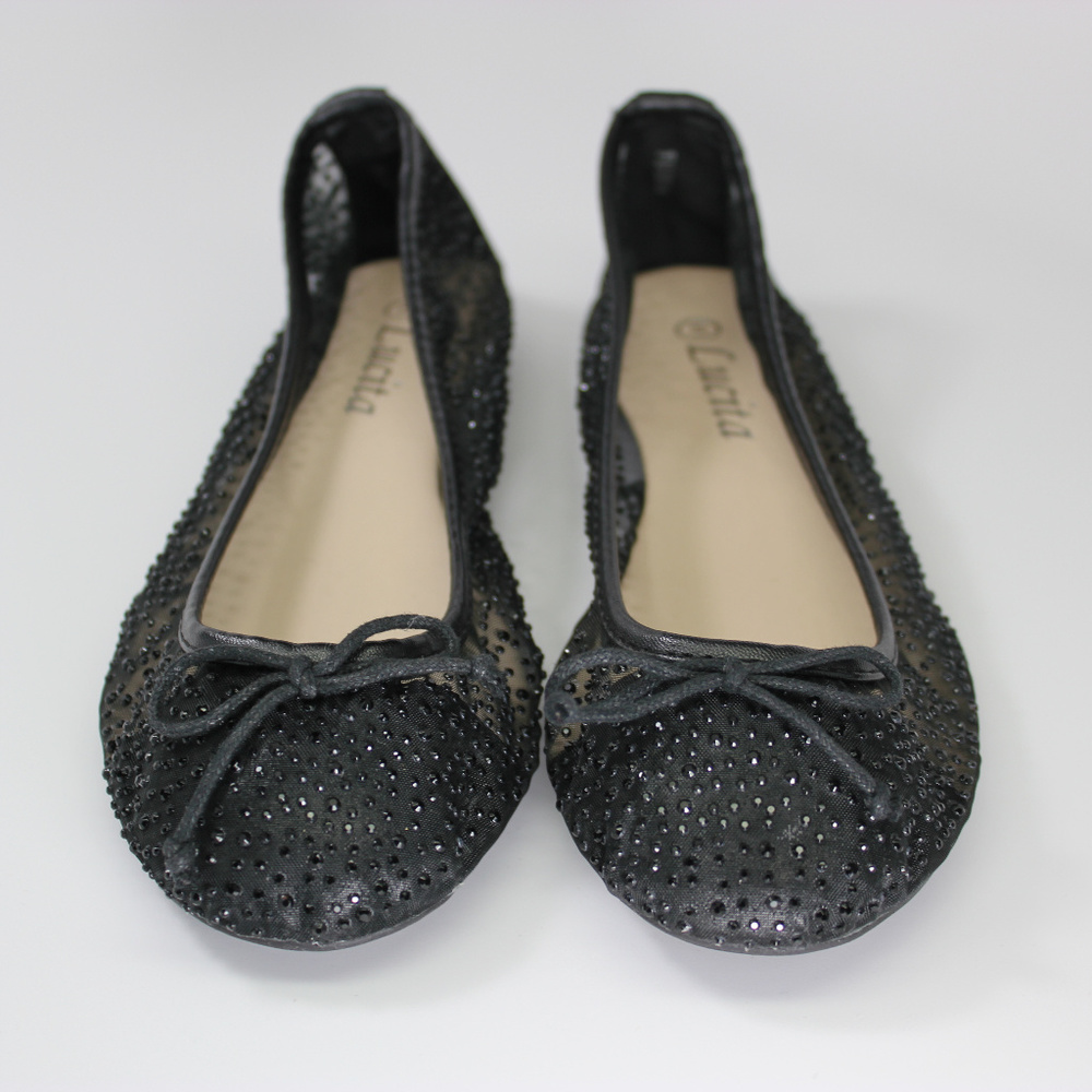 LUCITA BLACK BALLERINA FLATS - Picture 2 of 2